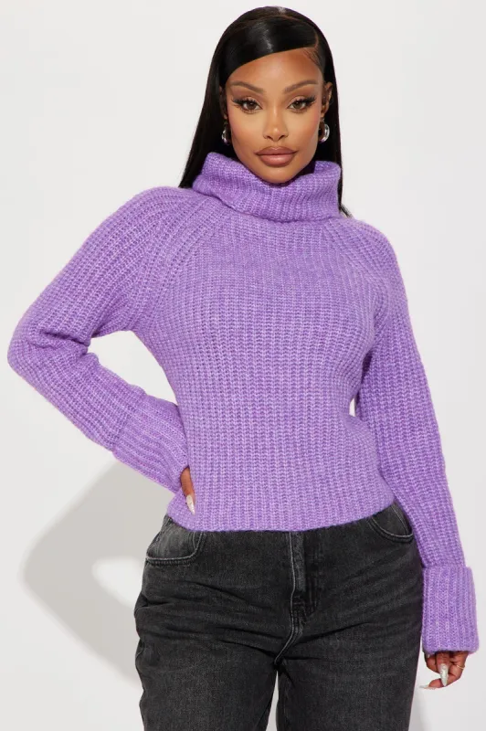 Shyann Turtleneck Sweater - Purple made by Fashion Nova