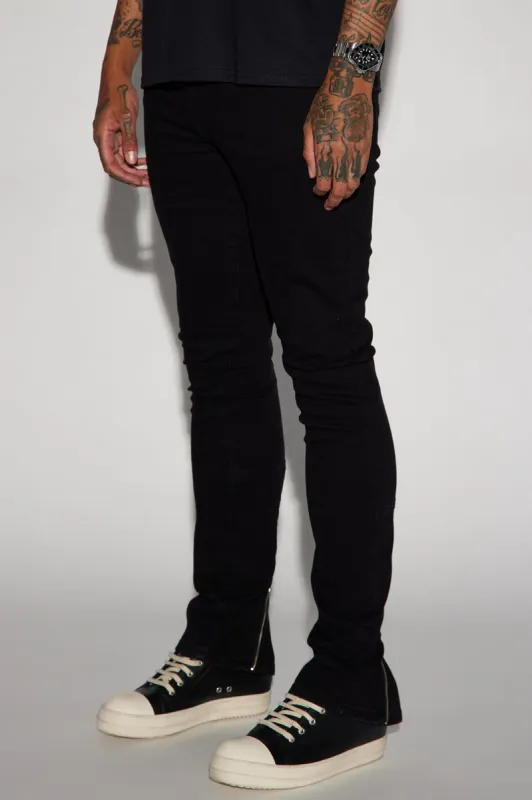 Drop Top Convertible Stacked Skinny Jeans - Black sold by Fashion Nova