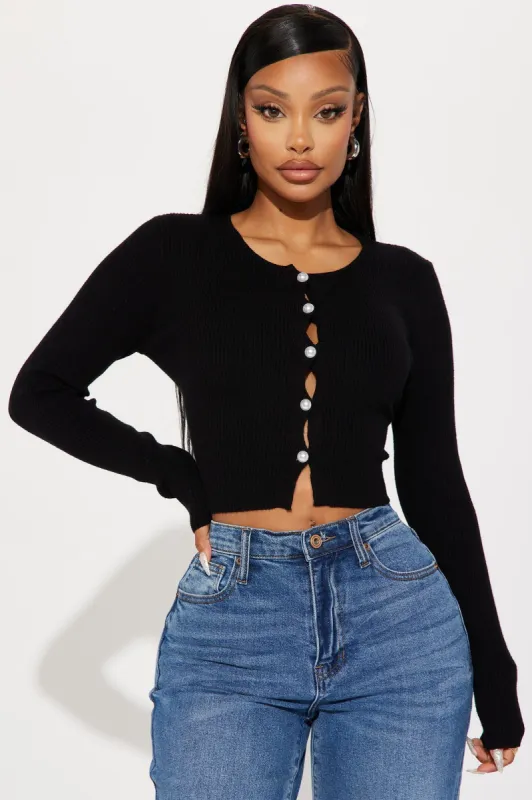 Kasilia Cardigan Sweater - Black sold by Fashion Nova