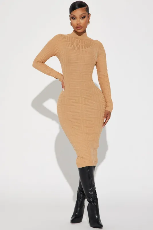 Tanya Textured Sweater Midi Dress - Tan sold by Fashion Nova
