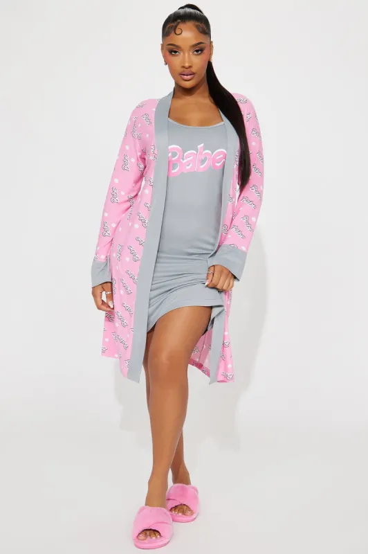 Pajama Party Babe PJ Robe Set - Pink/combo sold by Fashion Nova