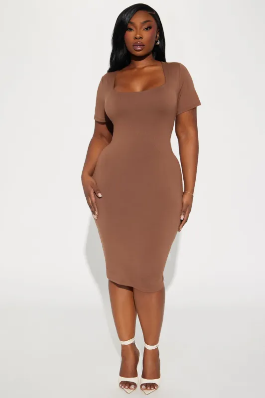 Sarah Square Neck Mini Dress 11- Chestnut sold by Fashion Nova