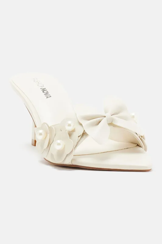 Scarlet Floral Mules - Ivory sold by Fashion Nova