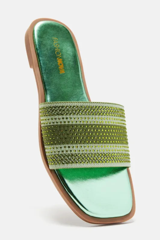 Official Girl Flat Sandals - Green sold by Fashion Nova