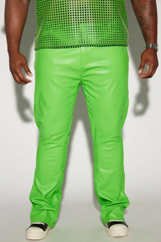 Upscale Faux Leather Flare Pants - Green sold by Fashion Nova