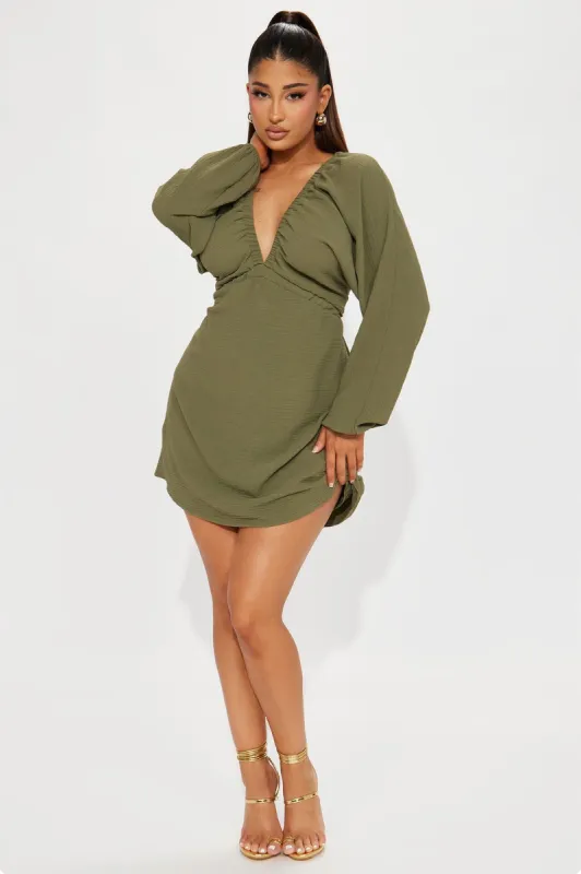 Melissa Air Flow Mini Dress - Olive sold by Fashion Nova