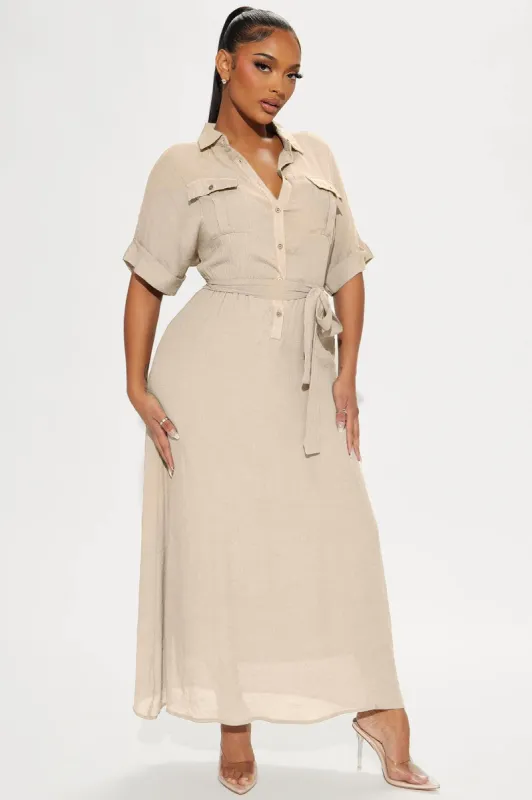 Lucille Maxi Dress - Taupe sold by Fashion Nova