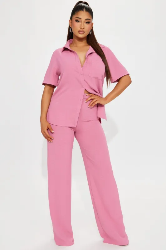 Makenzie Short Sleeve Pant Set - Mauve sold by Fashion Nova