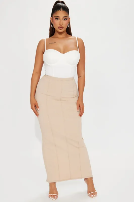 Ashley Heavy Ribbed Maxi Skirt - Taupe sold by Fashion Nova