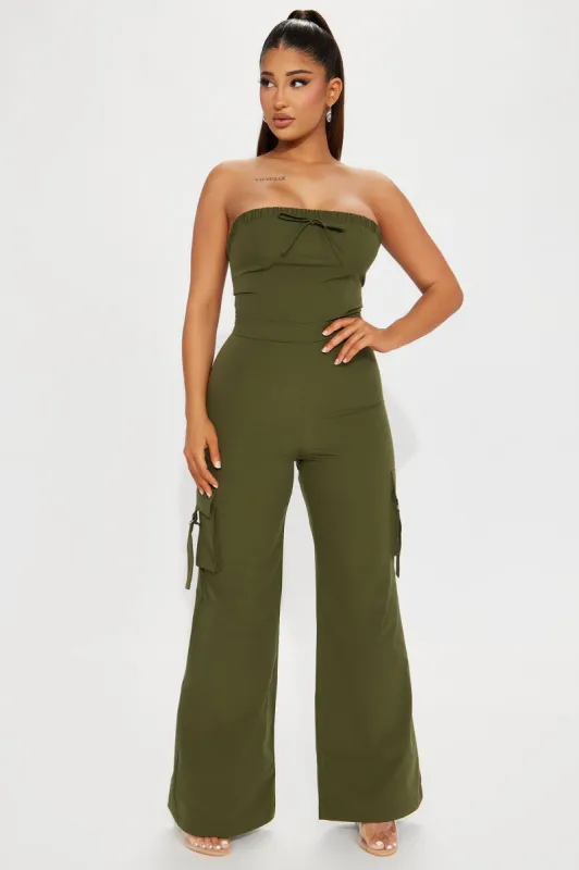 Without A Doubt Jumpsuit  - Olive sold by Fashion Nova