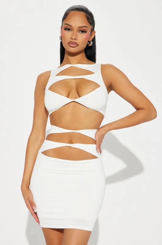 On Cloud Nine Double Lined Mini Dress - White sold by Fashion Nova