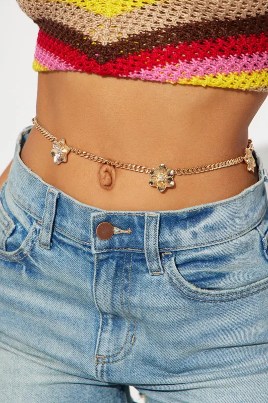 Dancing In The Flowers Belly Chain - Gold sold by Fashion Nova