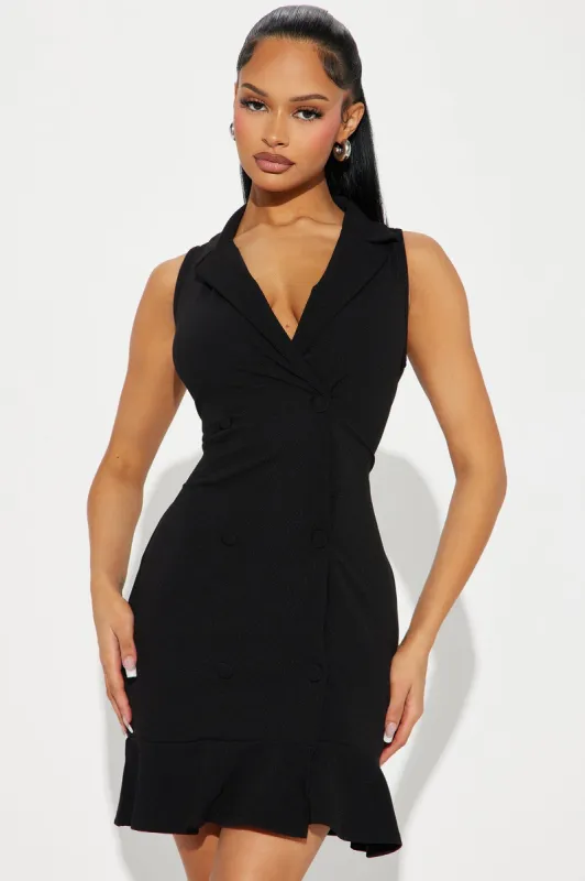 Becca Blazer Mini Dress - Black sold by Fashion Nova
