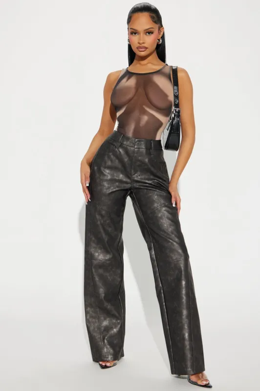 Call Me Later Washed Faux Leather Pant - Black sold by Fashion Nova