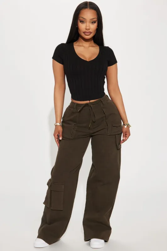 Olivia Wide Leg Cargo Pant - Olive sold by Fashion Nova