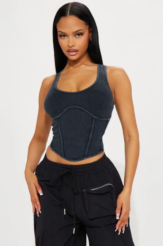 Mia Washed Tank Top - Black Wash sold by Fashion Nova