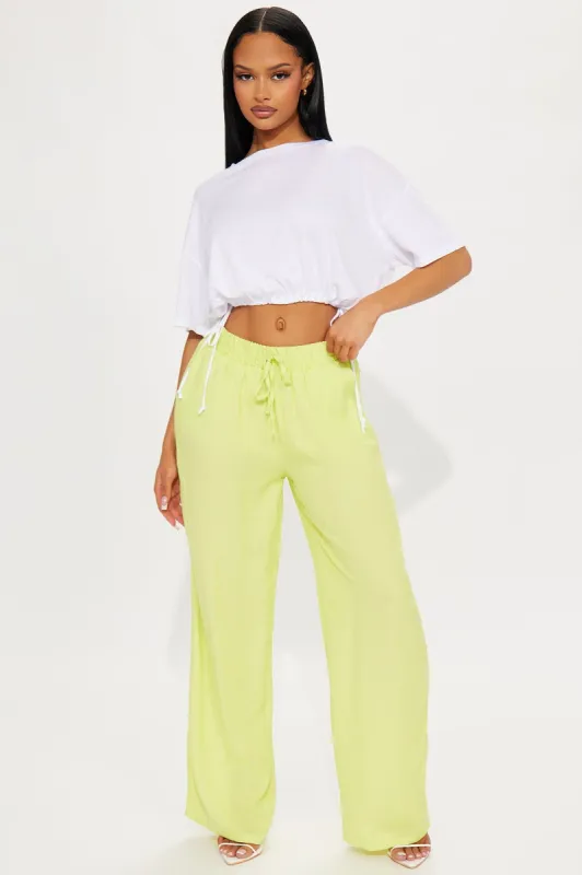 Playin Around Linen Wide Leg Pant - Lime sold by Fashion Nova