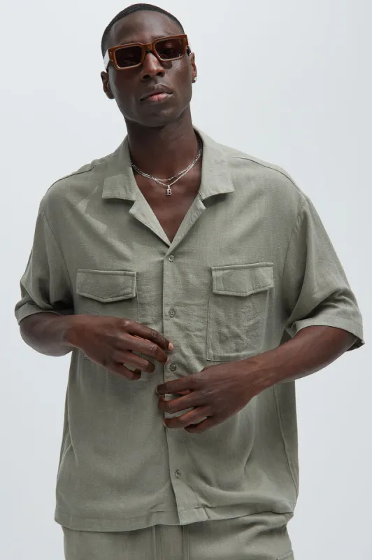 Ashford Linen Shirt - Olive sold by Fashion Nova