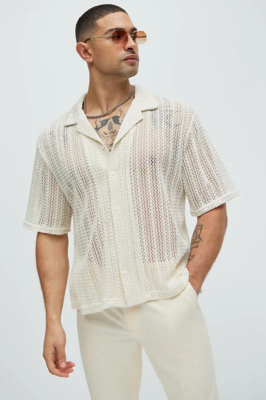 Atlas Textured Boxy Shirt - White sold by Fashion Nova