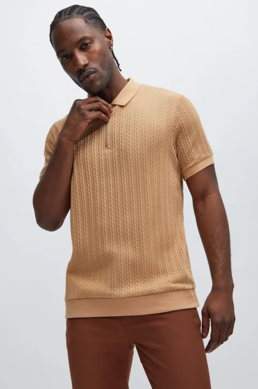 Caddie Short Sleeve Polo - LightBrown sold by Fashion Nova