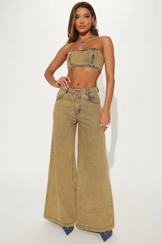In Your Lane Denim Pant Set - Vintage Wash sold by Fashion Nova