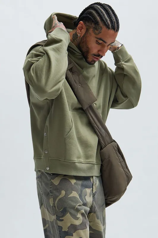Tyson Snap Hoodie - Olive sold by Fashion Nova