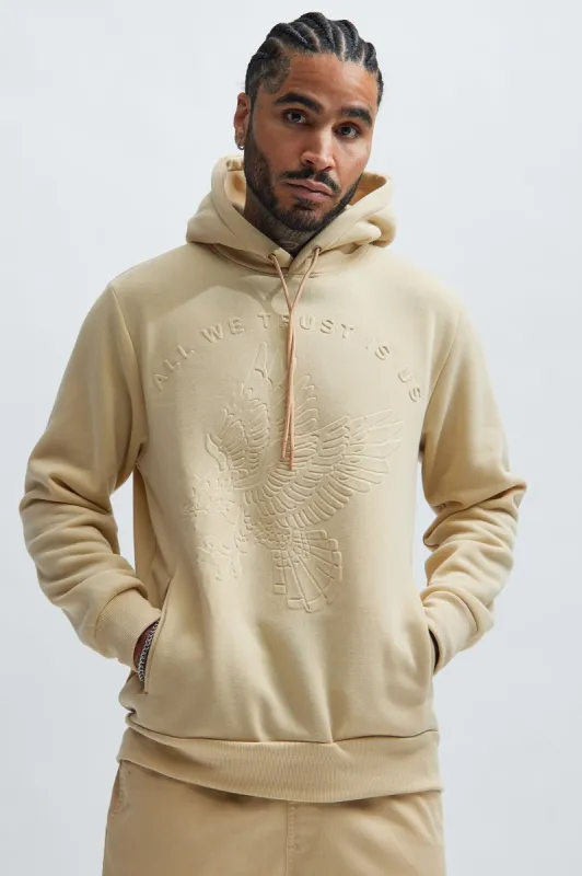 All We Trust Is Us Hoodie - Khaki sold by Fashion Nova