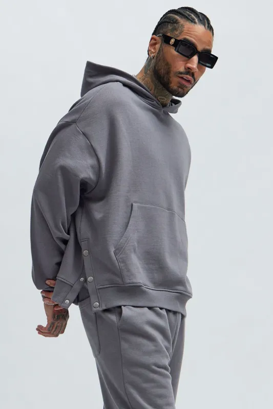 Tyson Snap Hoodie - Charcoal sold by Fashion Nova