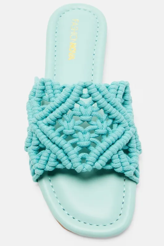 Luxury Villa Flat Sandals - Teal sold by Fashion Nova