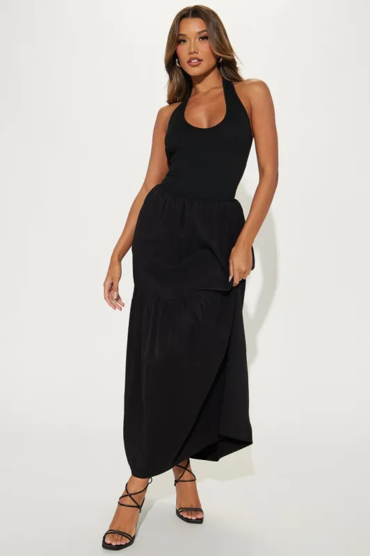 Helen Ribbed Maxi Dress - Black sold by Fashion Nova