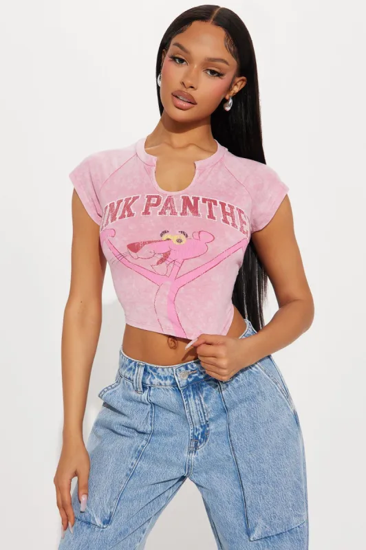 Pink Panther Washed Crop Top - Pink/combo sold by Fashion Nova