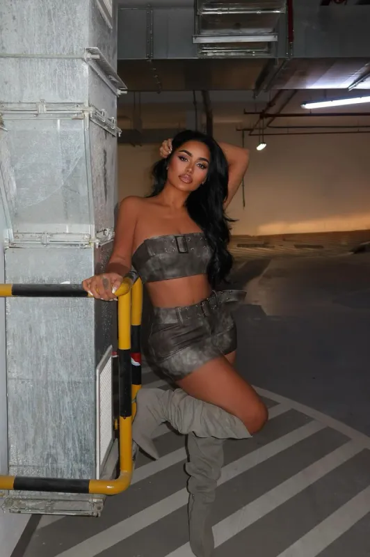 Janisa Faux Leather Micro Mini Skirt - Grey sold by Fashion Nova