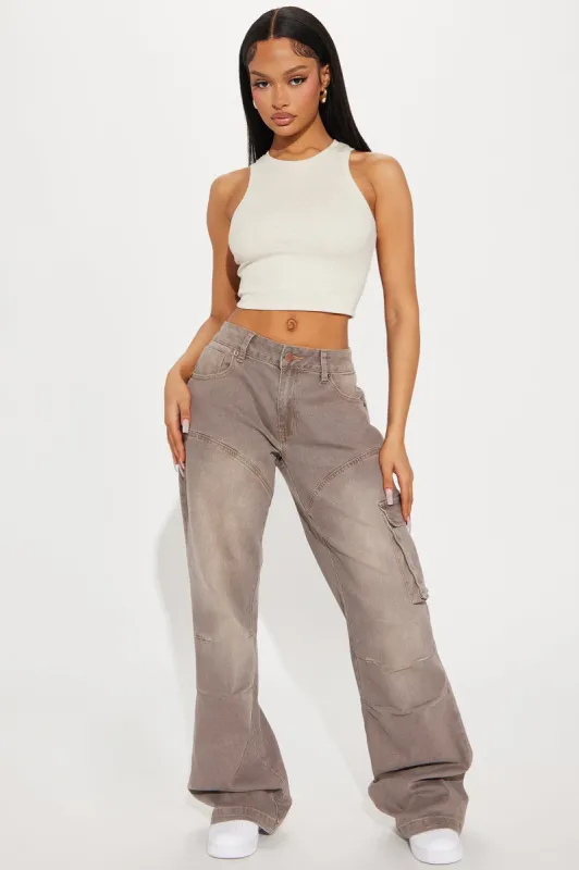Everything I Want Tinted Cargo Pant - Taupe sold by Fashion Nova