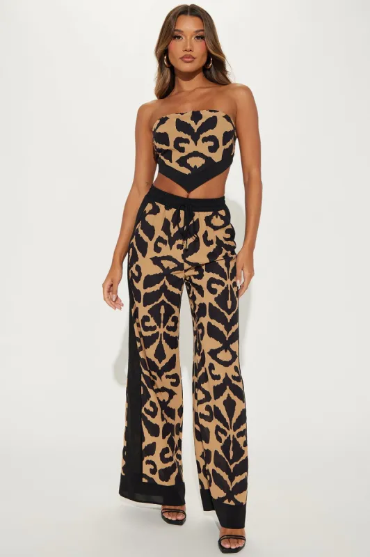 On My Own Time Pant Set - Mocha/combo sold by Fashion Nova