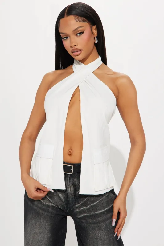 Out Of Time Halter Top - White sold by Fashion Nova