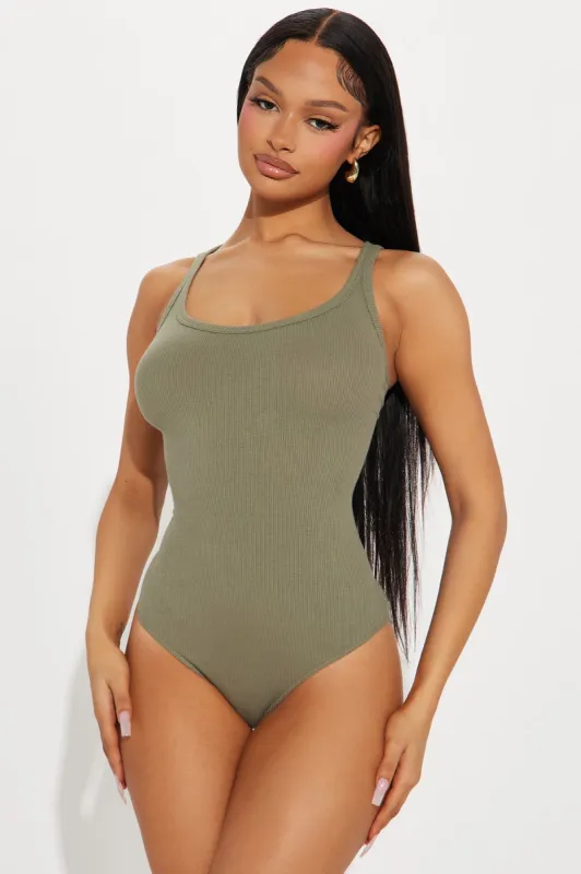 Desiree Scoop Neck Bodysuit - Olive sold by Fashion Nova