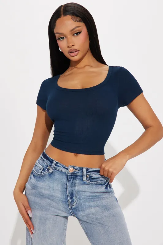 Amelia Scoop Neck Top - Navy made by Fashion Nova