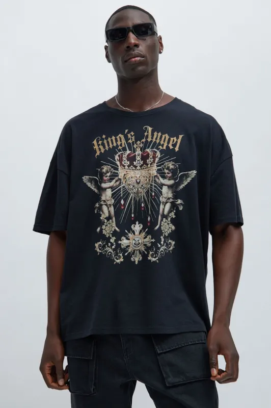 Kings Angel Oversize Short Sleeve Tee - Black sold by Fashion Nova