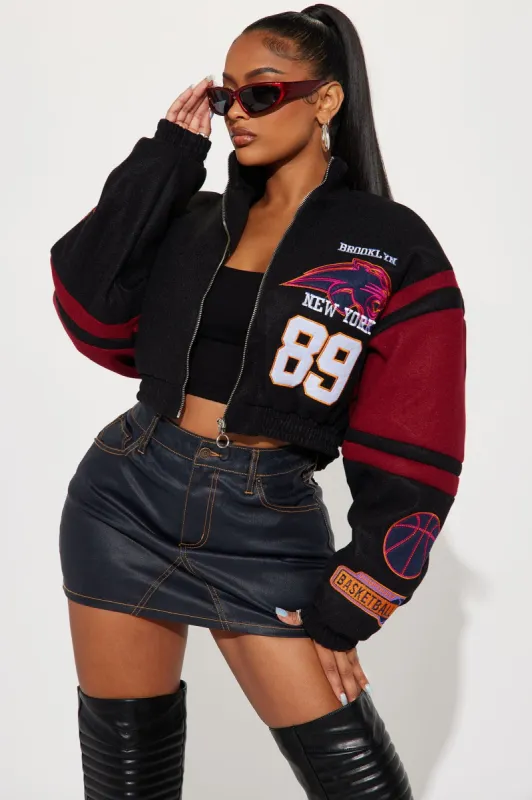 Brooklyn Hottie Bomber Jacket - Burgundy sold by Fashion Nova