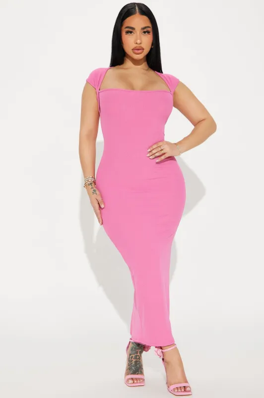 Hailey Ribbed Midi Dress - Pink sold by Fashion Nova