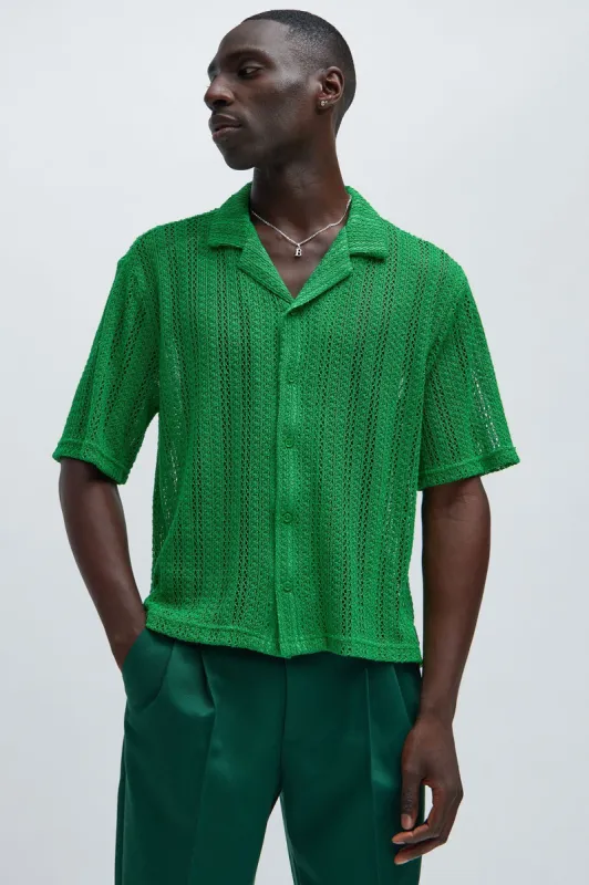 Atlas Textured Boxy Shirt - Green sold by Fashion Nova