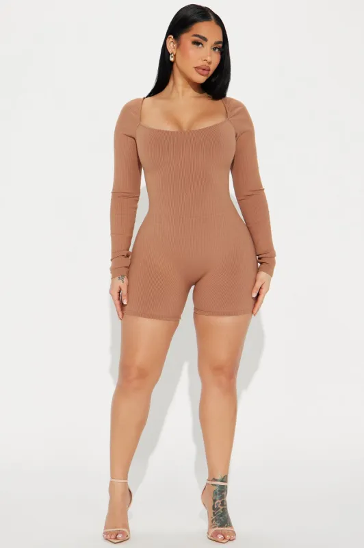 Brynn Snatched Romper - Nude sold by Fashion Nova