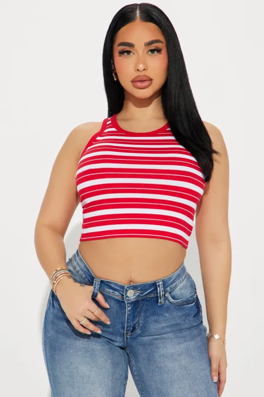 Everyday Vibe Striped Tank Top - Red/combo sold by Fashion Nova