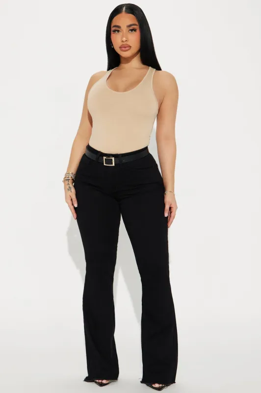 Pick Up The Pace Stretch Flare Jeans - Black sold by Fashion Nova