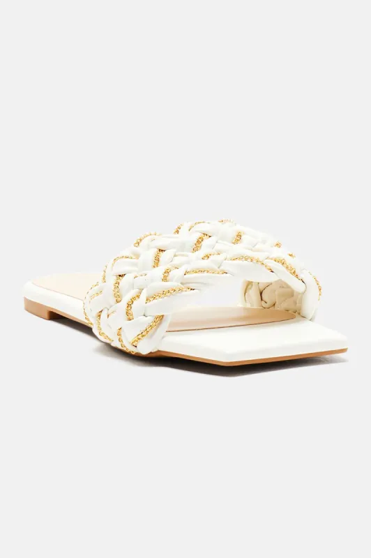 Breanne Flat Sandals - White sold by Fashion Nova