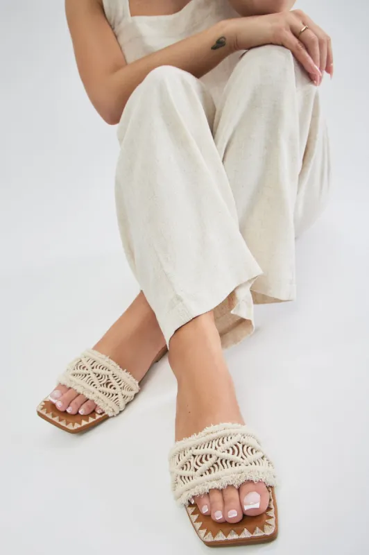 Rosalia Woven Sandals - Ivory sold by Fashion Nova