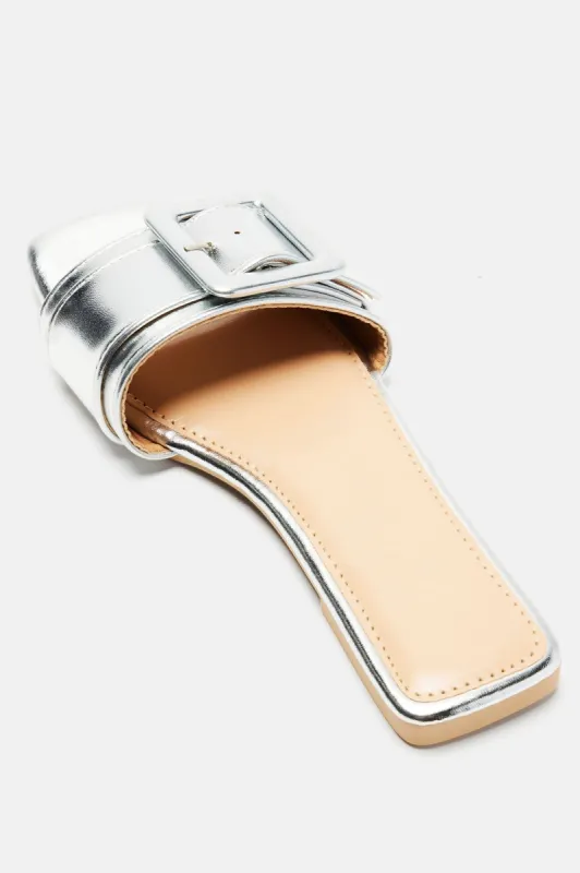 No Attitude Buckle Sandals - Silver sold by Fashion Nova