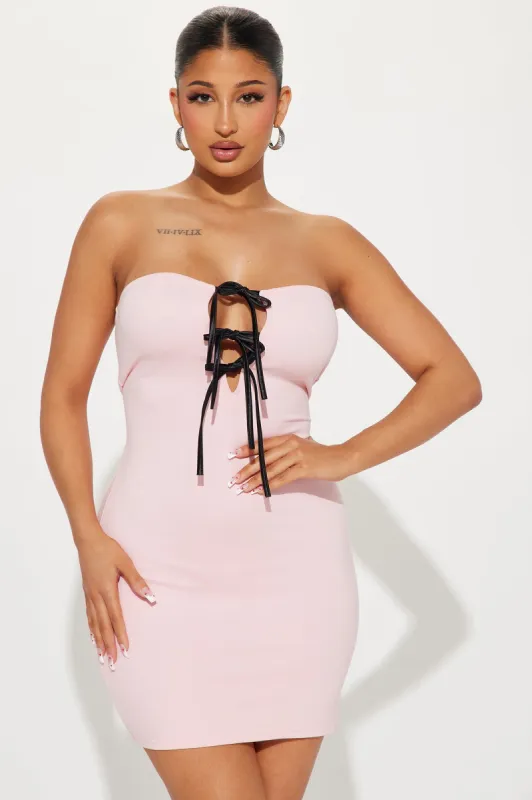 Brielle Bow Mini Dress - Pink sold by Fashion Nova