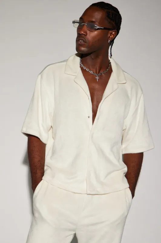 Feel The Mood Button Up Shirt - Cream sold by Fashion Nova