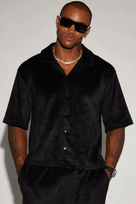 Feel The Mood Button Up Shirt - Black sold by Fashion Nova